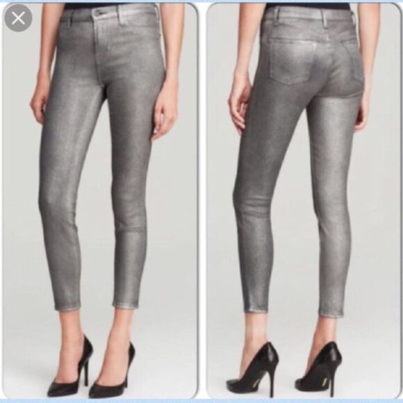 J Brand Stacked Gray Midnight Metal Metallic Skinny Jeans 28 - Picture 1 of 5